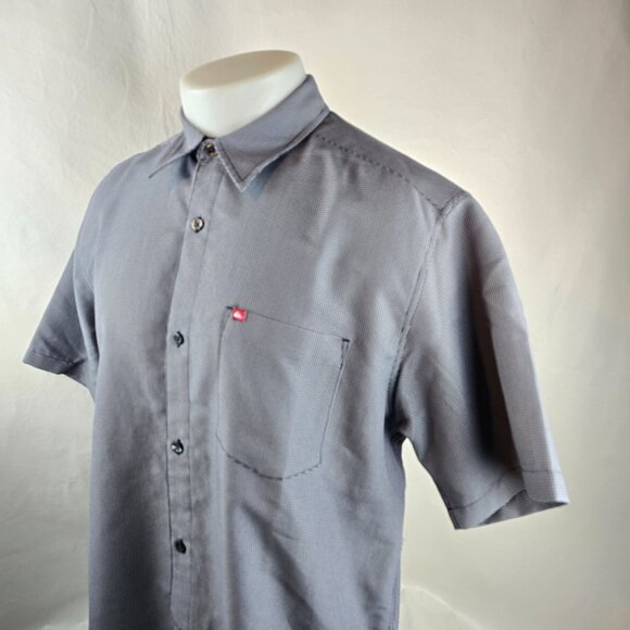 Quiksilver Shirt Men Medium Grey Button Up Check Rayon Blend Beach Vacation Y2k - Picture 5 of 10